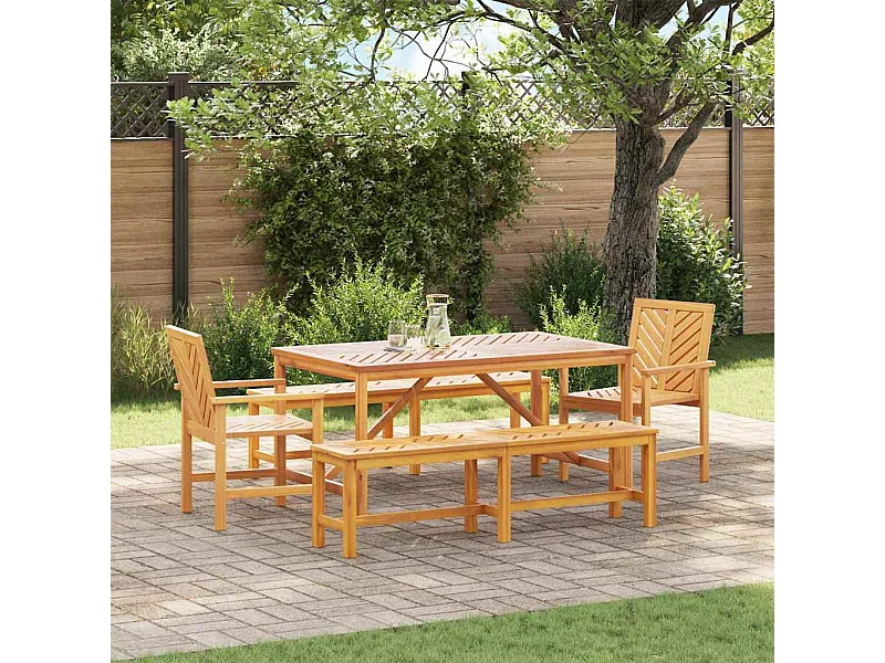 Ensemble de salle à manger pour jardin 5 pcs Marron