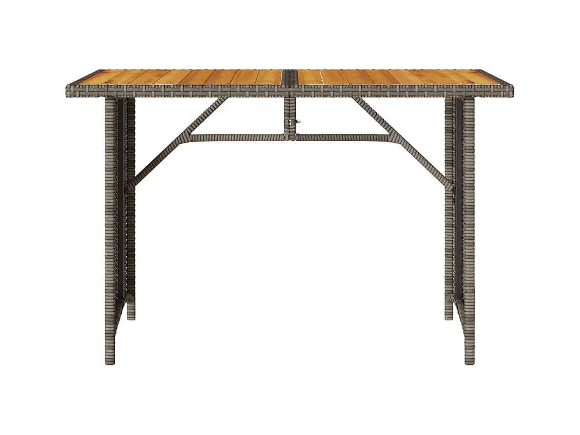 Tuintafel met grijs houten blad 110x68x70 cm rotan