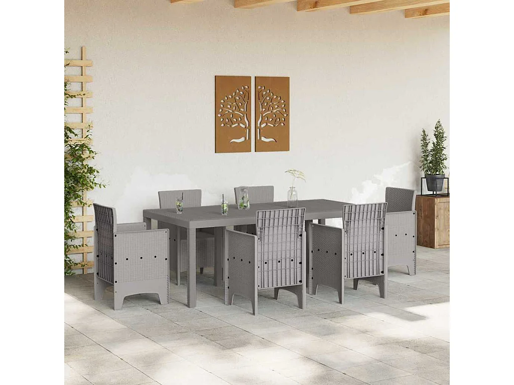 Hellgrauer Gartentisch 200 x 100 x 73 cm Polyrattan