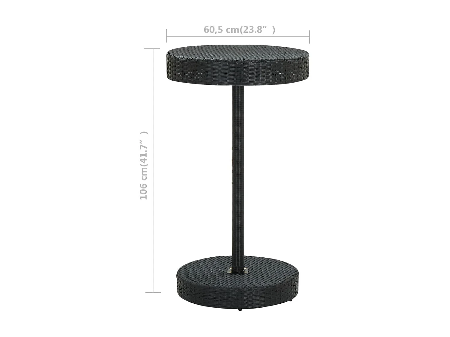 Tavolo da giardino nero 60,5x106 cm in resina intrecciata