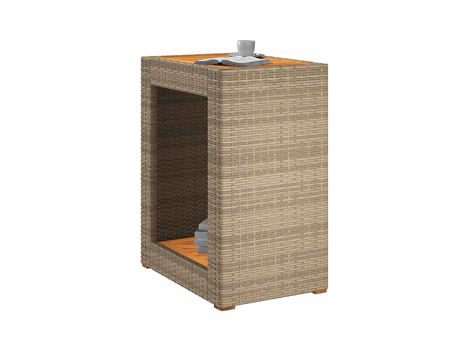 Tuintafel met beige houten blad 60x40x75 cm