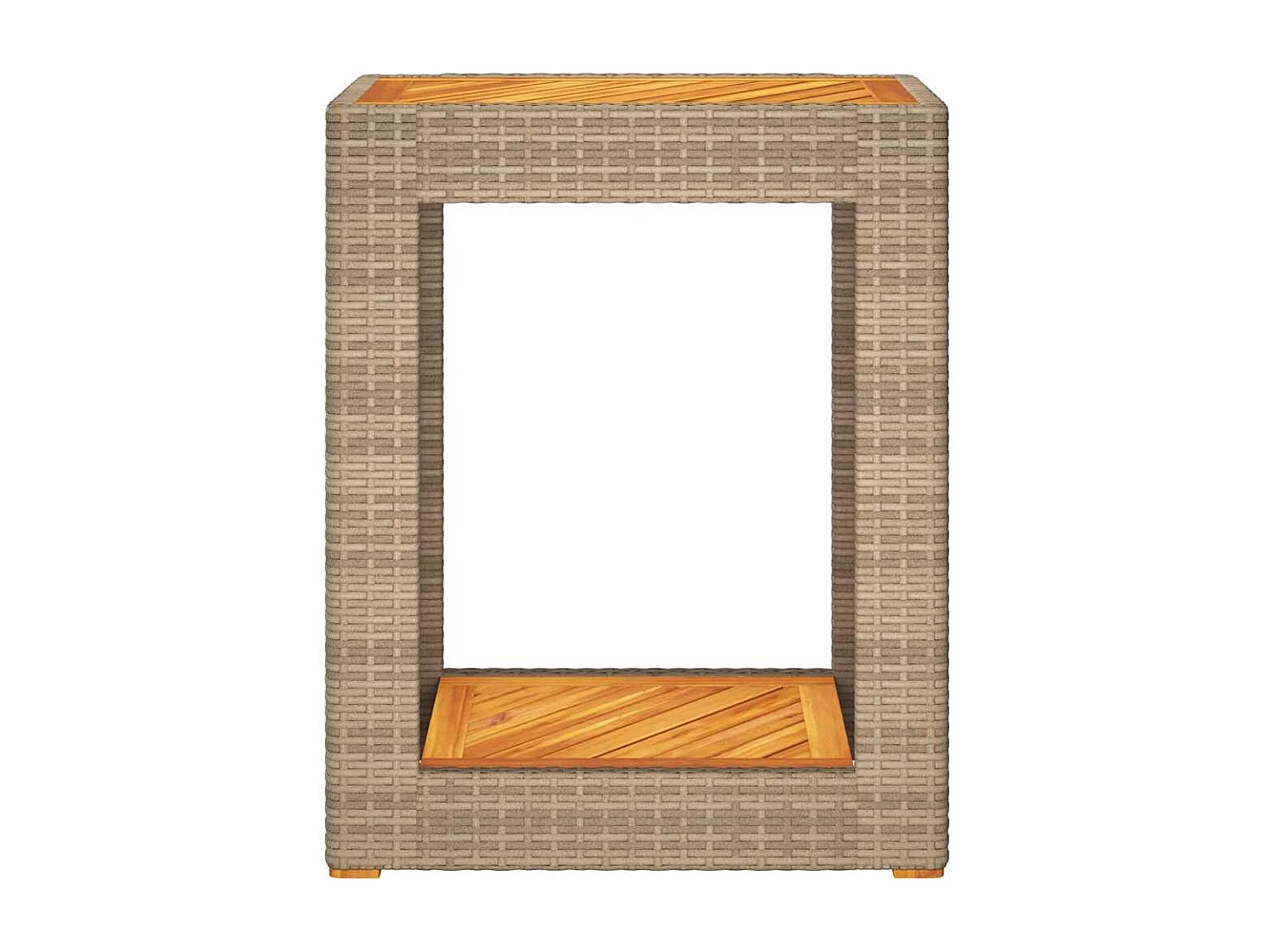 Mesa auxiliar de jardín con tablero de madera beige 60x40x75 cm