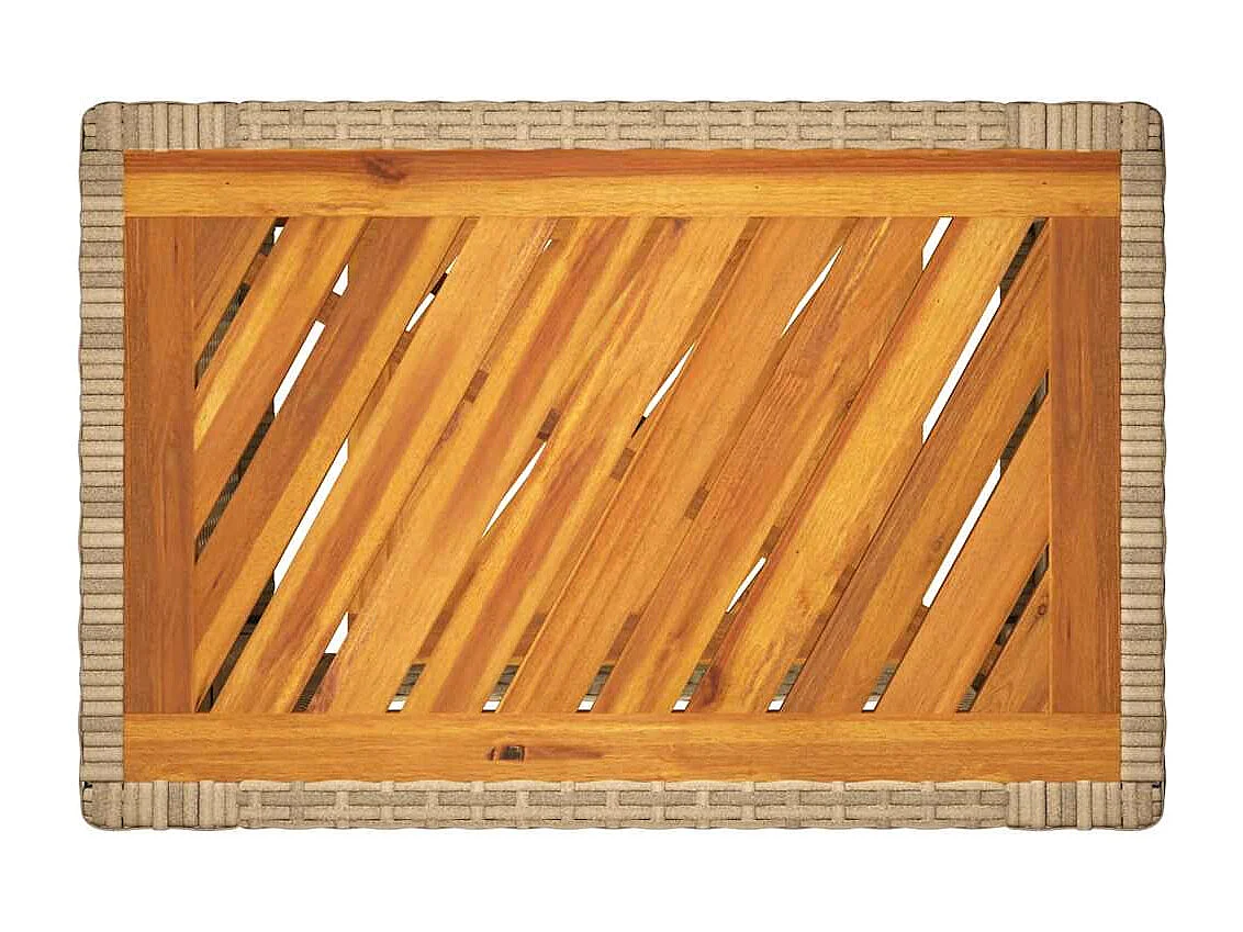 Mesa auxiliar de jardín con tablero de madera beige 60x40x75 cm