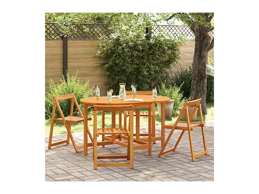 Table de Jardin 5 pcs Marron 110 x 60 x 72 cm