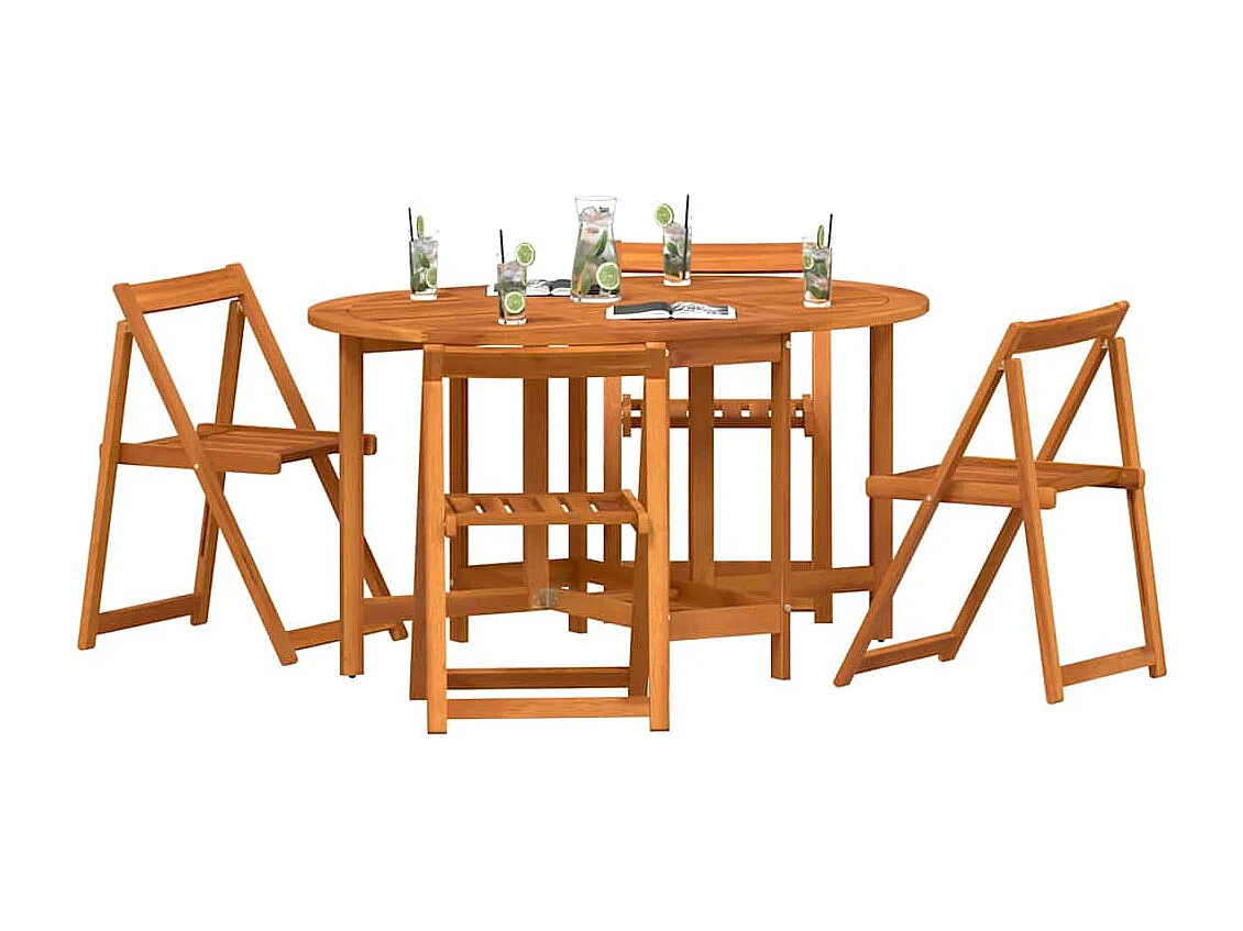 Table de Jardin 5 pcs Marron 110 x 60 x 72 cm
