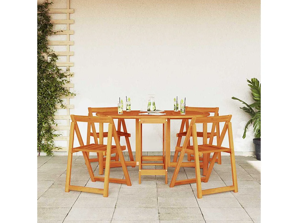 Table de Jardin 5 pcs Marron 110 x 60 x 72 cm