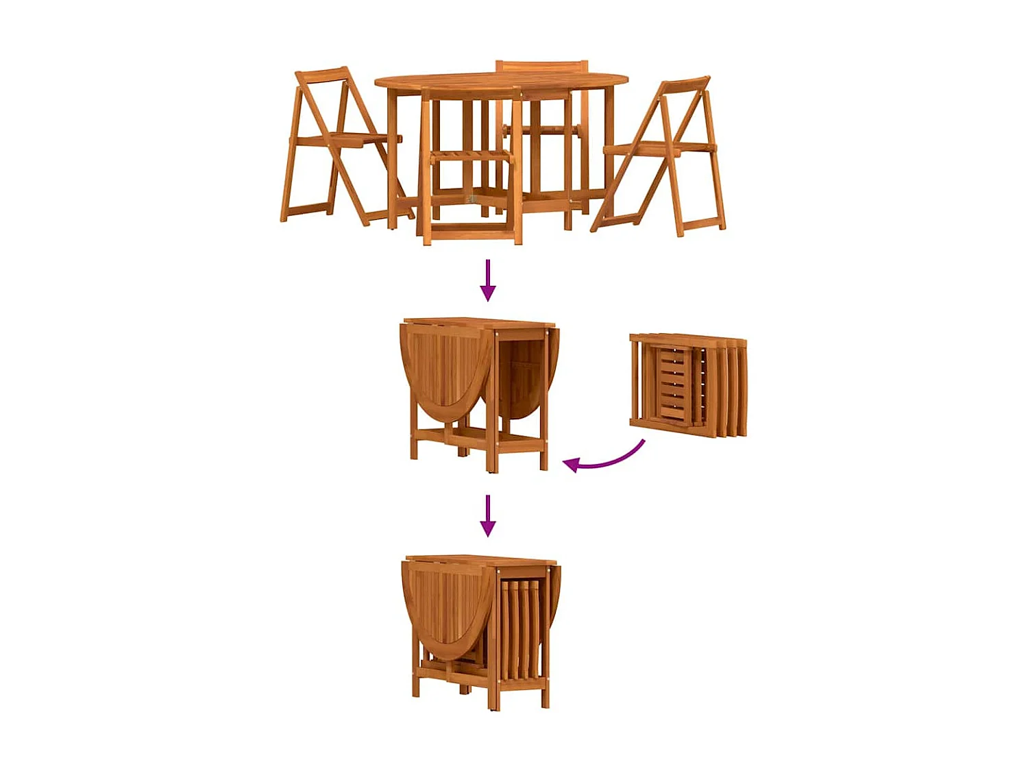 Table de Jardin 5 pcs Marron 110 x 60 x 72 cm