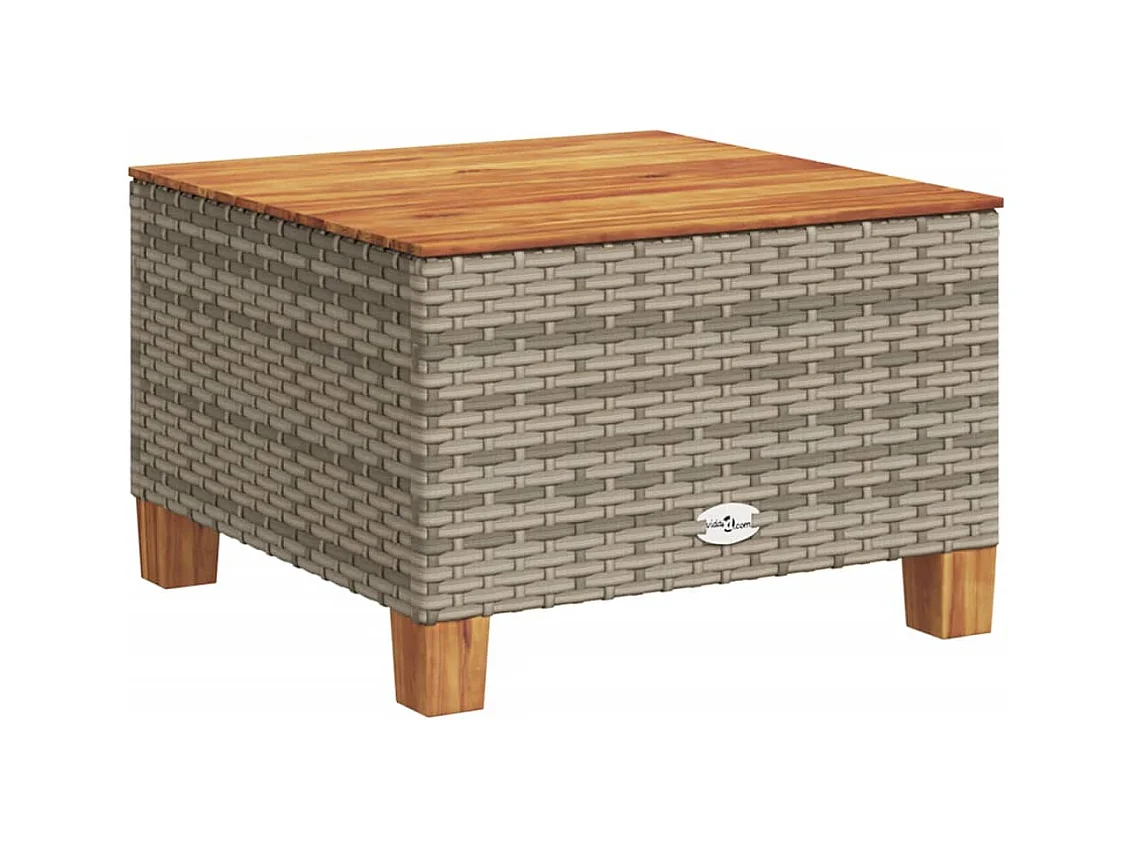 Grijze tuintafel 55x55x36 cm gevlochten hars en acaciahout