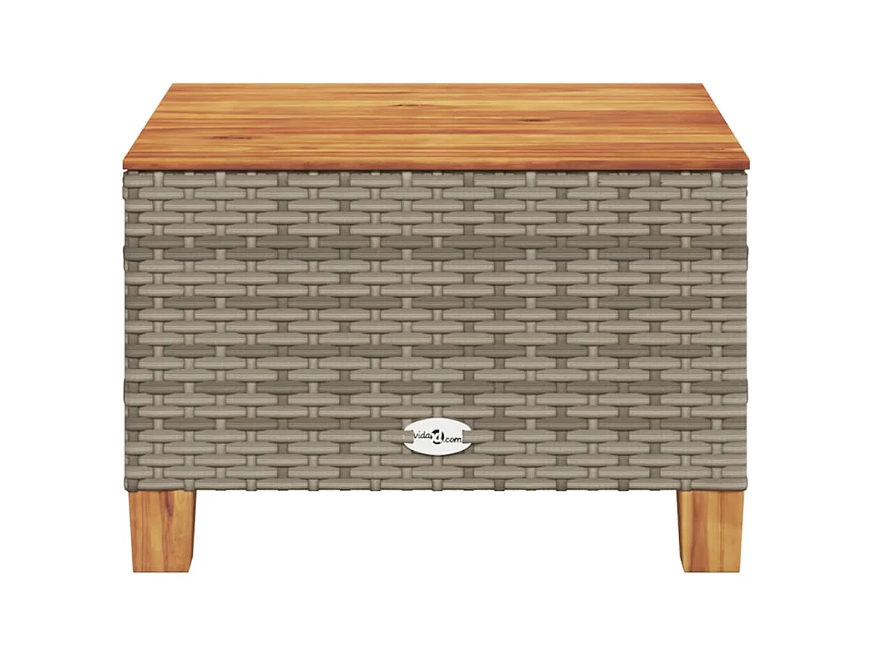 Grijze tuintafel 55x55x36 cm gevlochten hars en acaciahout