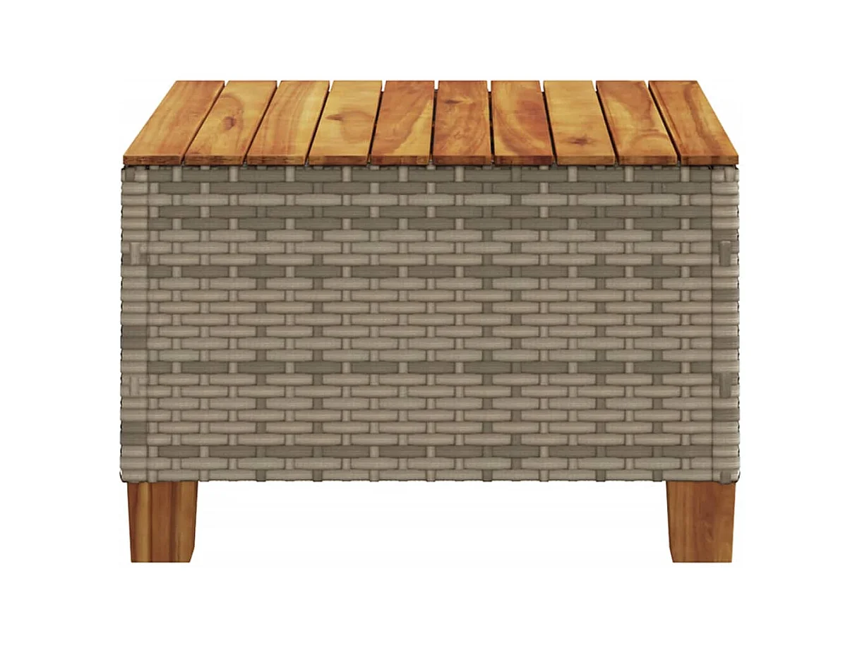 Grijze tuintafel 55x55x36 cm gevlochten hars en acaciahout