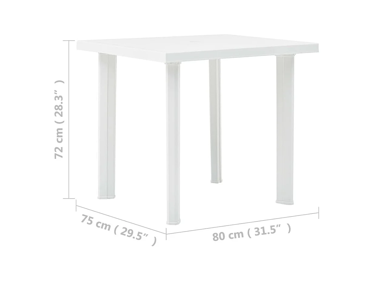 Witte tuintafel 80x75x72 cm Kunststof