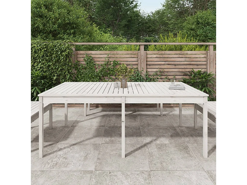 Tavolo da giardino bianco 203,5x100x76 cm in legno massello di pino
