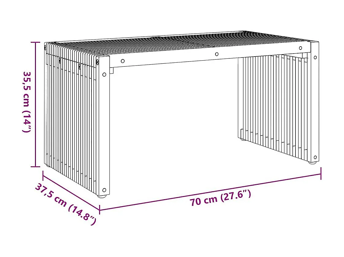 Table d'appoint de jardin Marron 70 x 37.5 x 35.5 cm