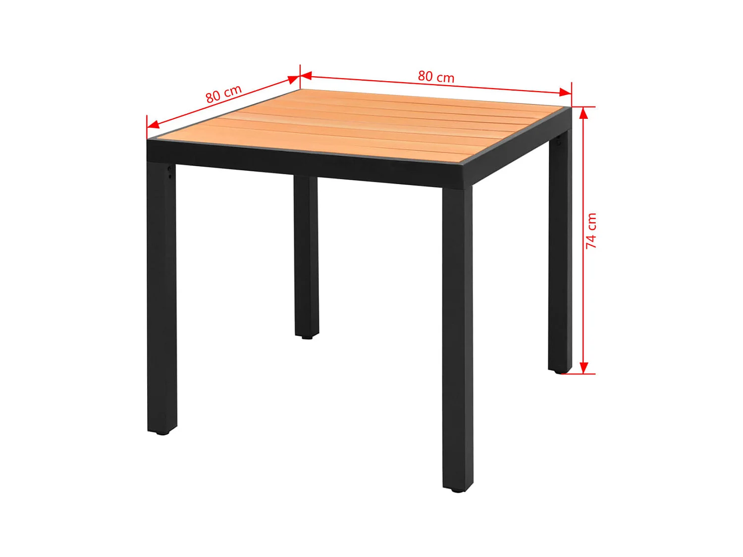 Bruine tuintafel 80 x 80 x 74 cm Aluminium en WPC