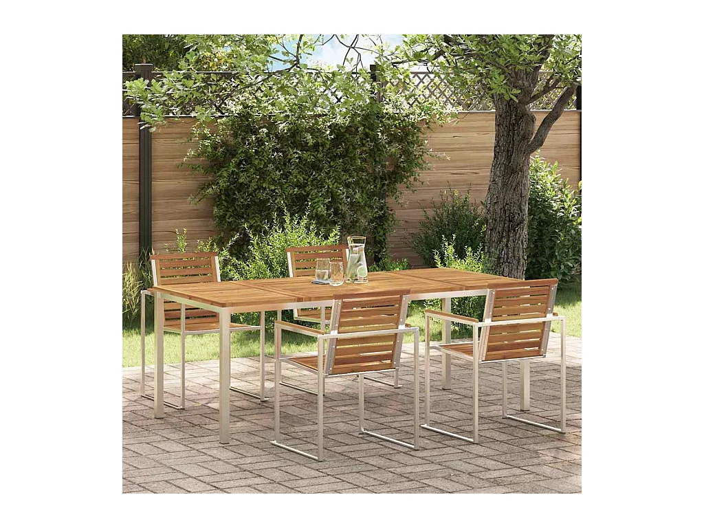 Table à manger d'extérieur Marron Bois d'acacia massif