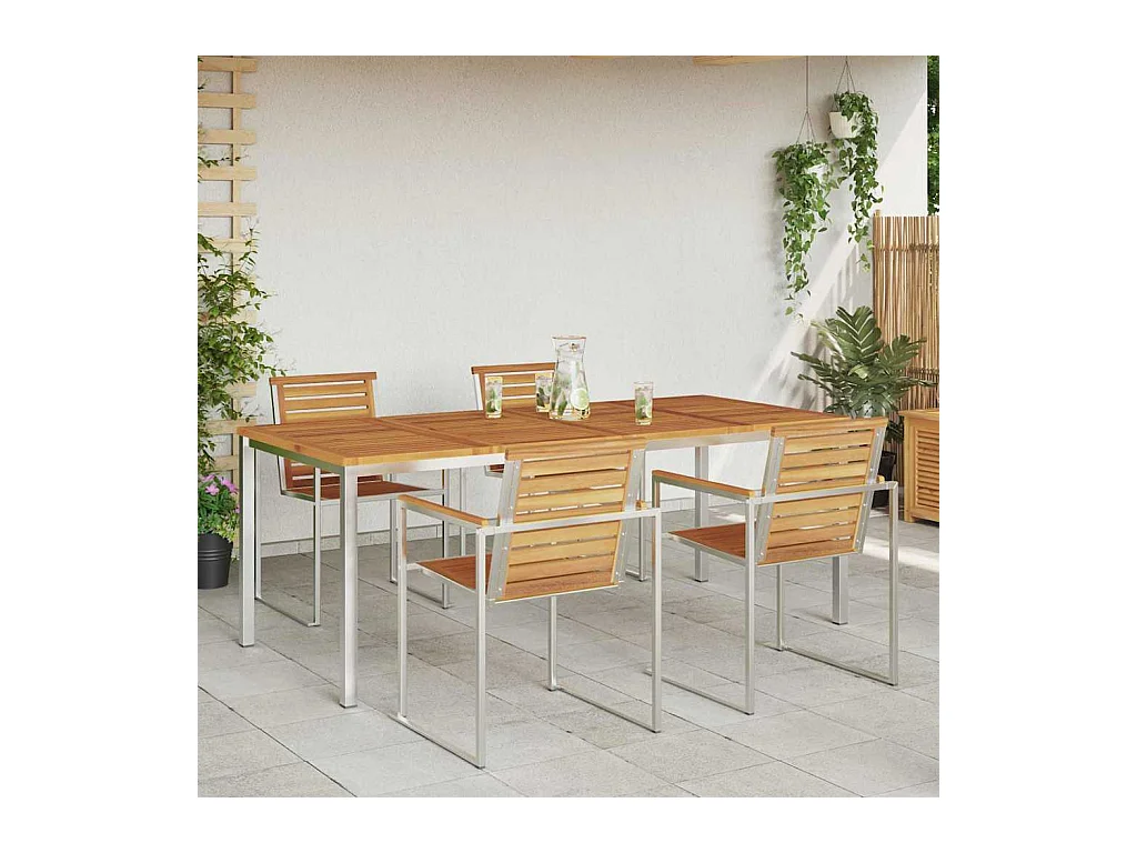 Table à manger d'extérieur Marron Bois d'acacia massif