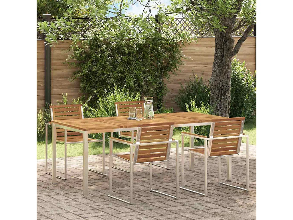 Table à manger d'extérieur Marron Bois d'acacia massif