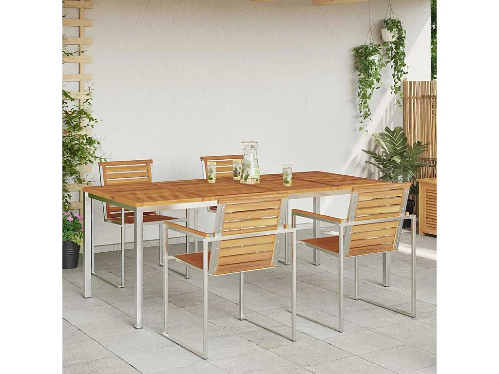 Table à manger d'extérieur Marron Bois d'acacia massif