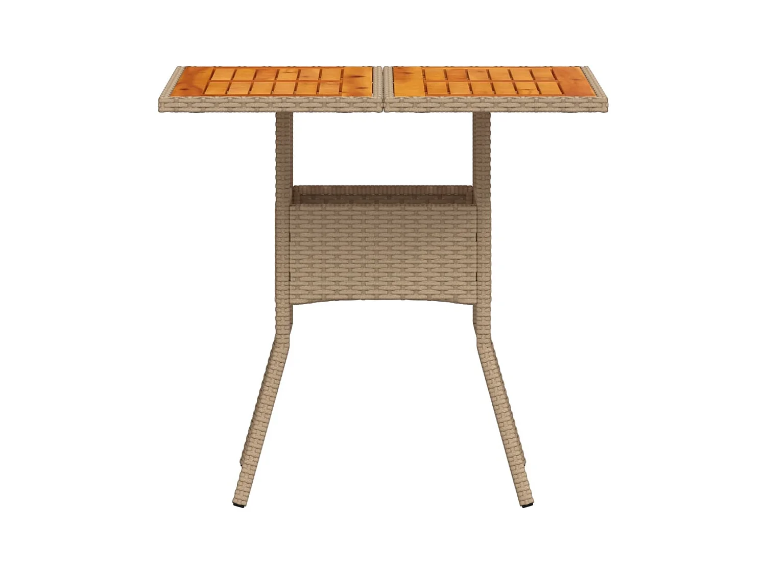 Beige tuintafel 80x80x75 cm gevlochten hars en acaciahout