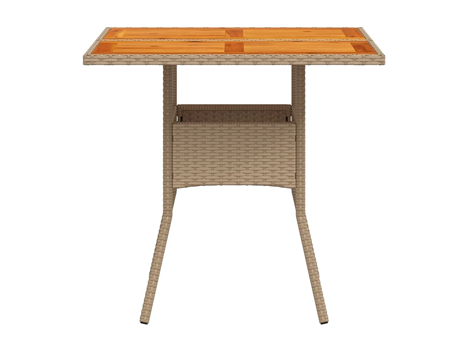 Tavolo da giardino beige 80x80x75 cm in resina intrecciata e legno di acacia