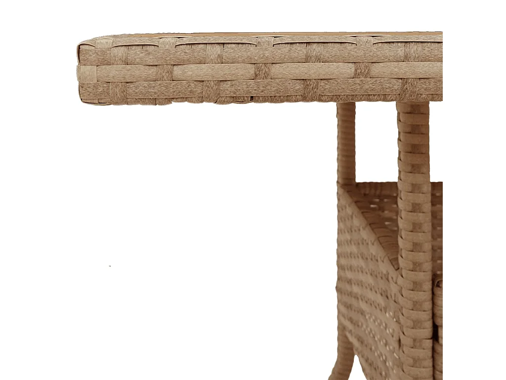 Tavolo da giardino beige 80x80x75 cm in resina intrecciata e legno di acacia