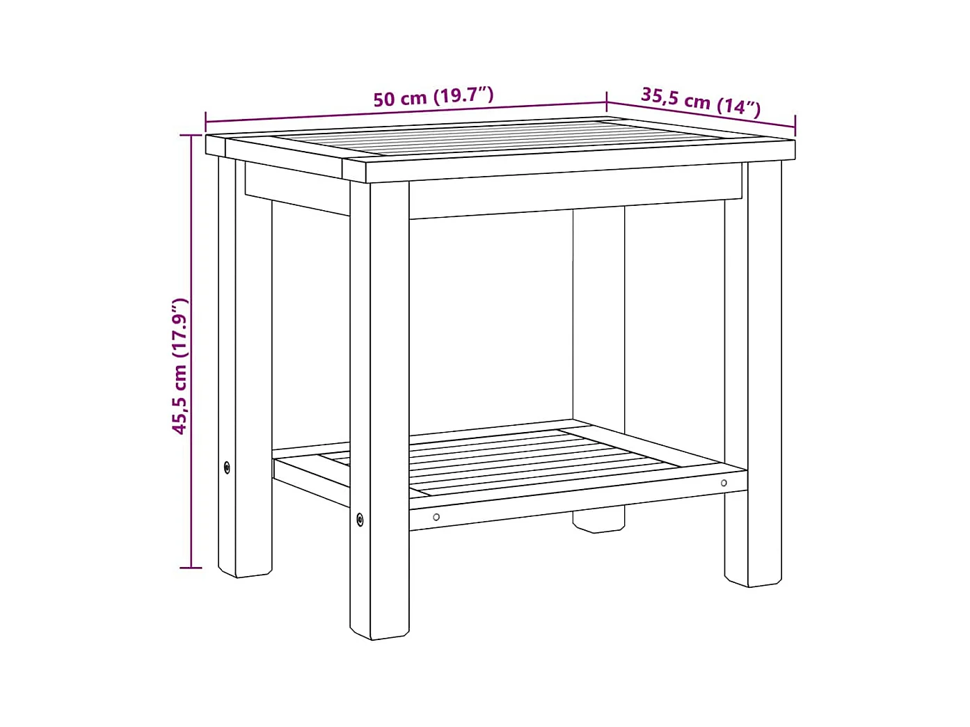 Table basse Marron 50 x 35 x 45 cm Bois de teck solide