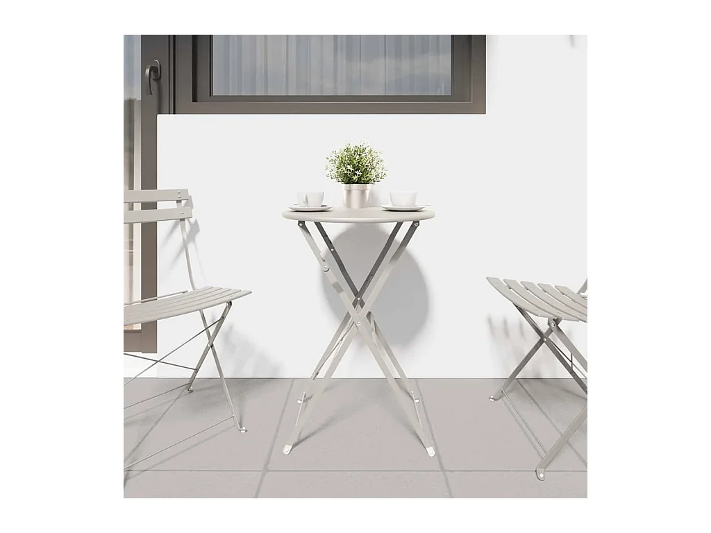 Table bistrot Beige Ø50x71 cm Acier revêtu de poudre