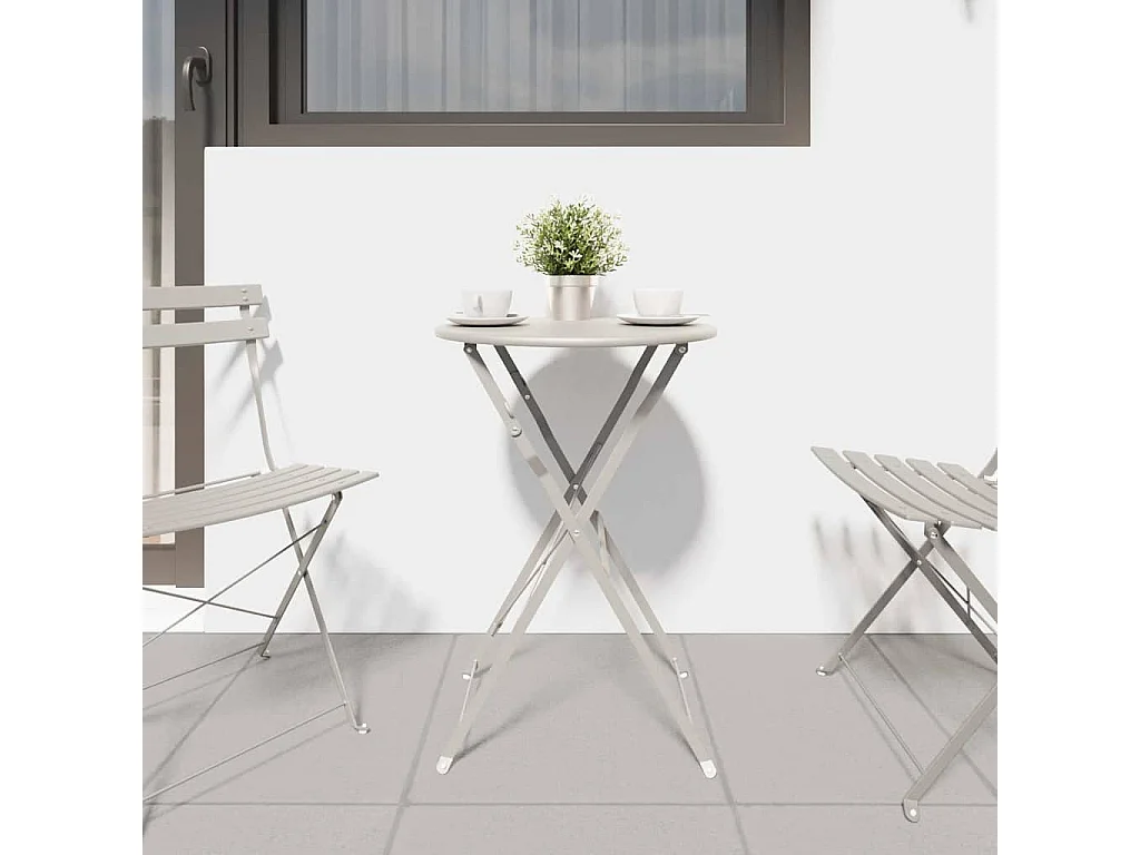Table bistrot Beige Ø50x71 cm Acier revêtu de poudre