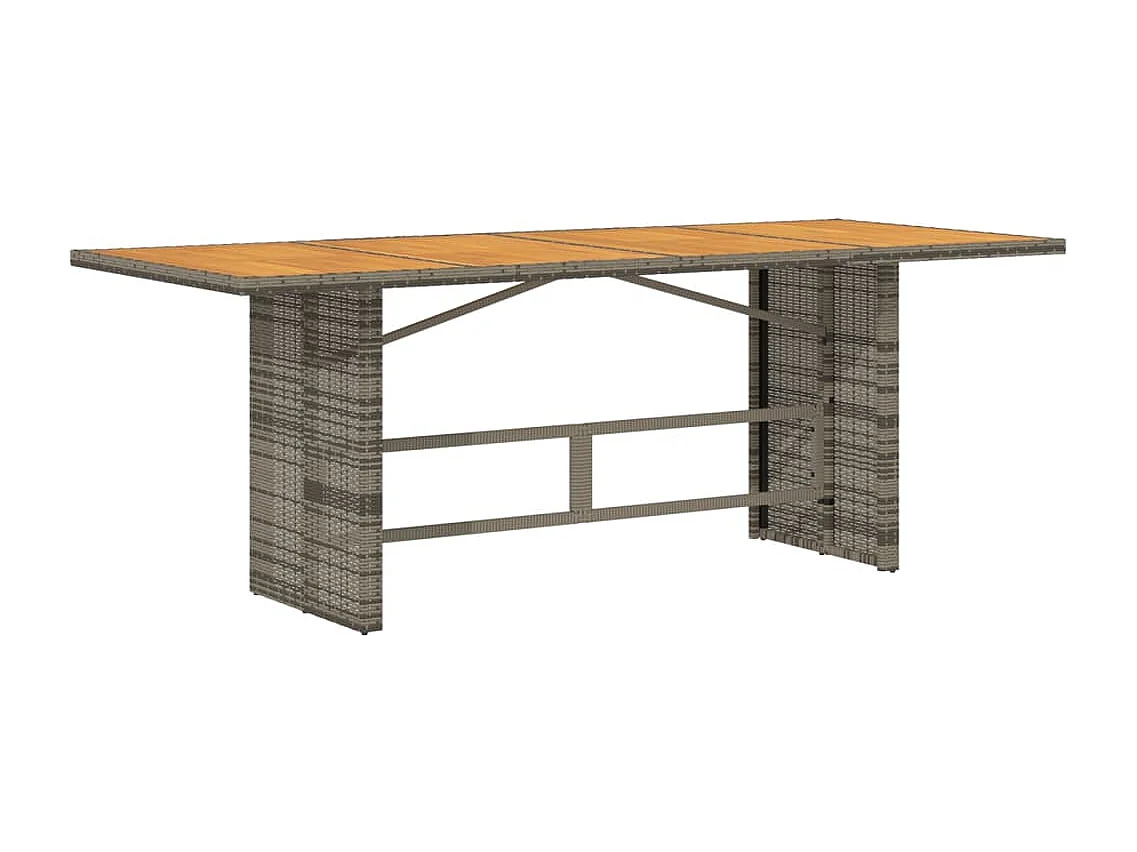 Tavolo da giardino e piano in legno di acacia grigio con resina intrecciata