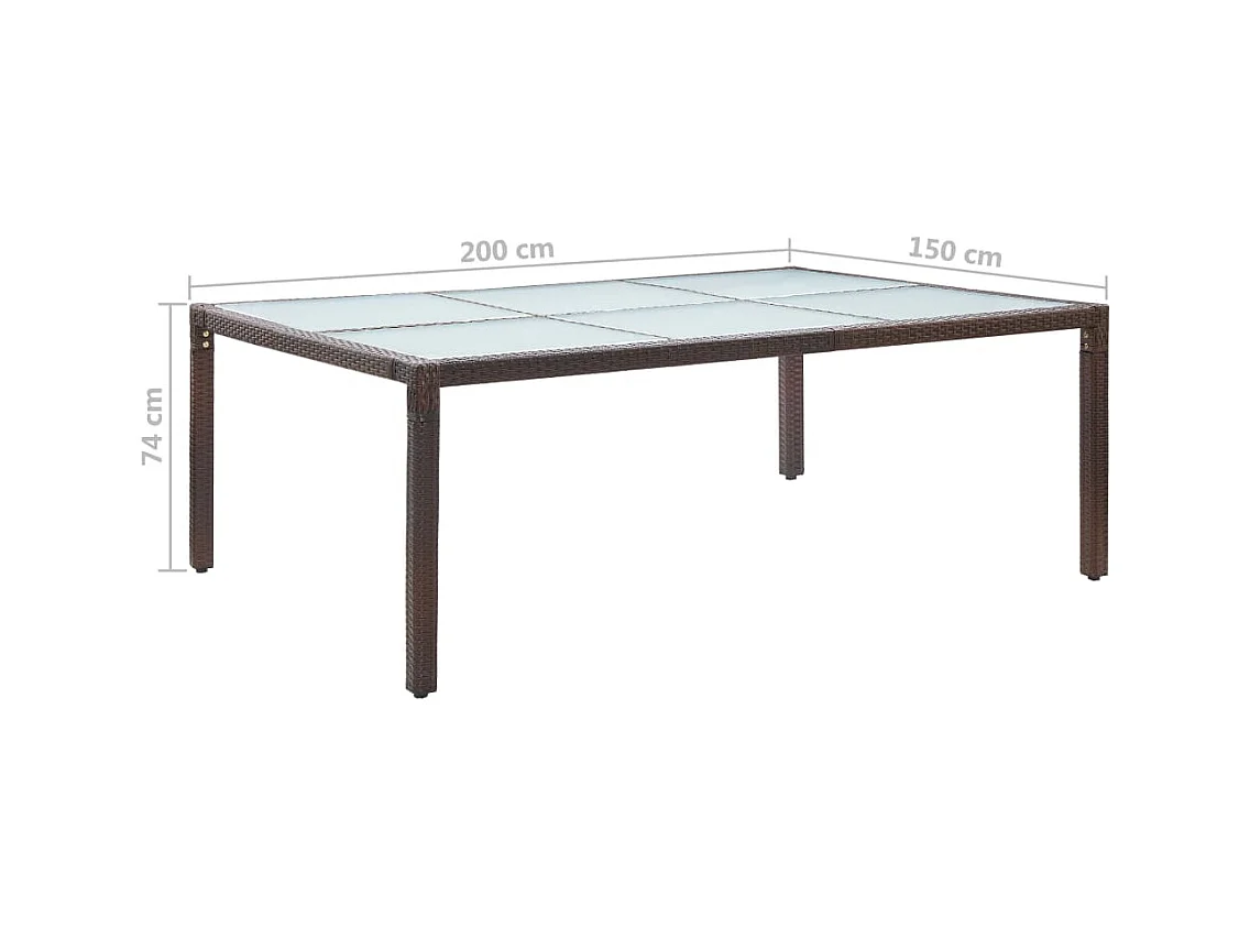 Eettafel voor buiten Bruin 200x150x74 cm Hars riet