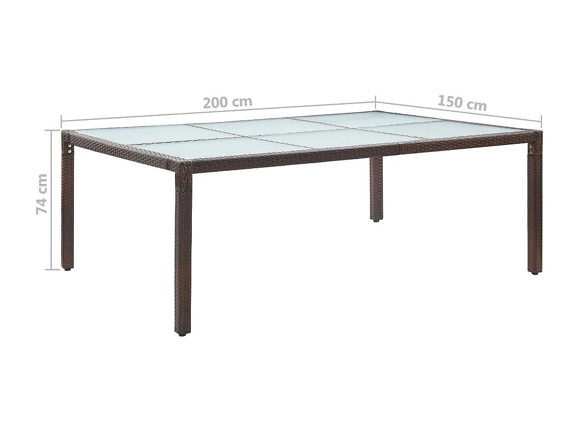 Mesa de comedor exterior Marrón 200x150x74 cm Mimbre de resina