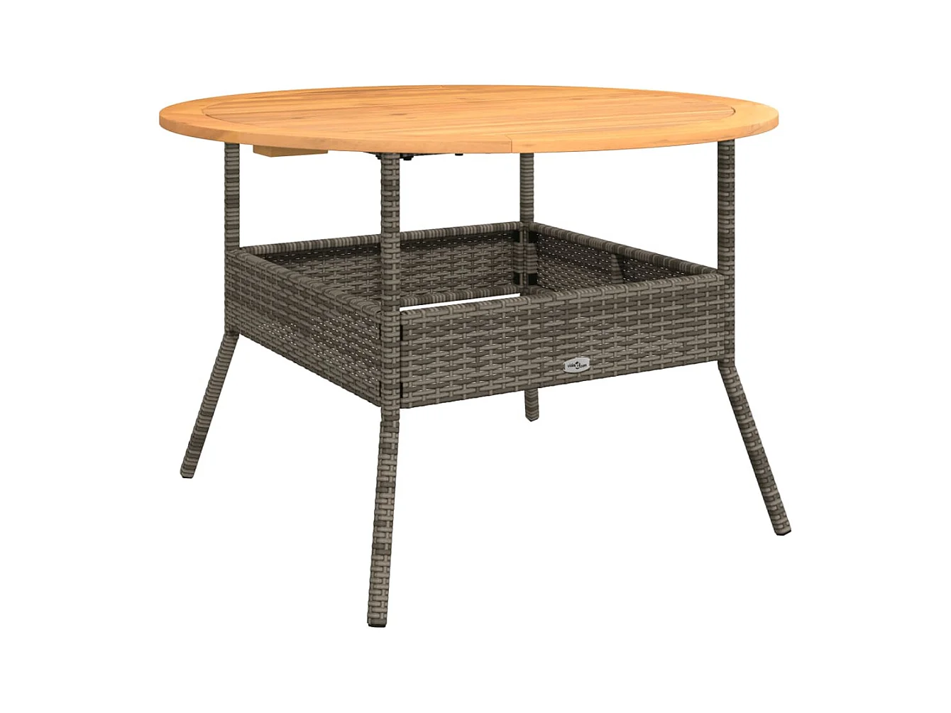 Mesa de jardín y tablero en madera de acacia gris con resina trenzada.