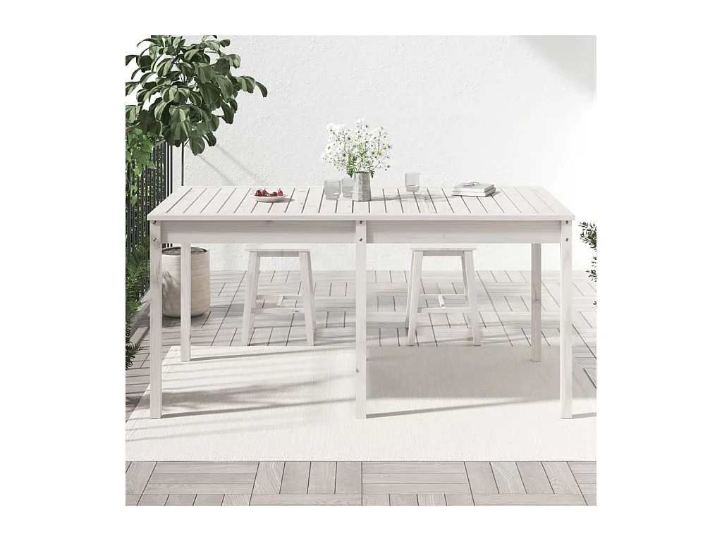 Witte tuintafel 159,5x82,5x76 cm massief grenenhout
