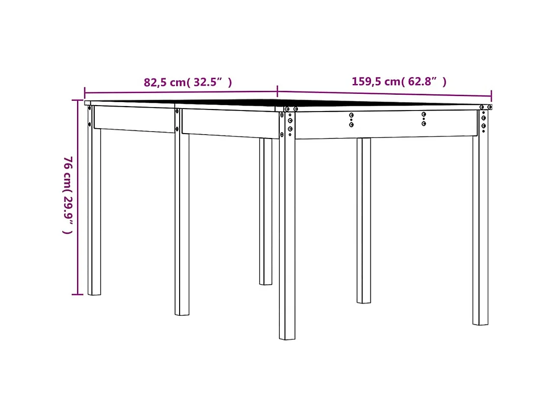 Witte tuintafel 159,5x82,5x76 cm massief grenenhout