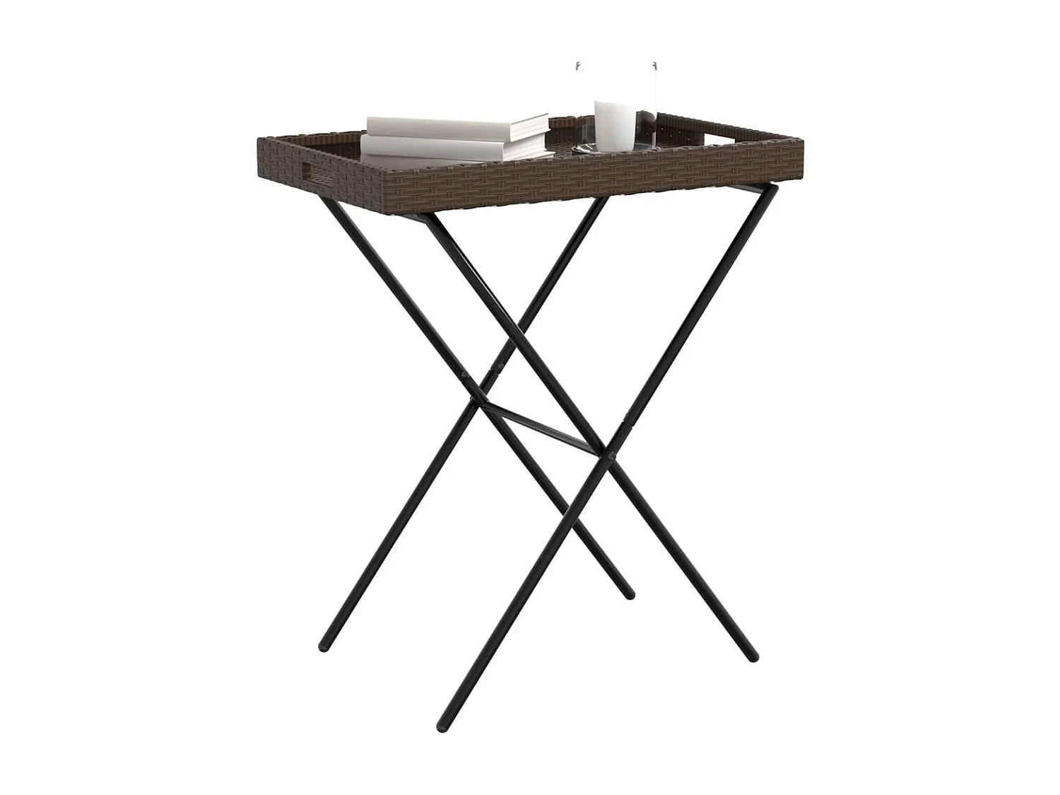 Tablero de mesa plegable marrón 65x40x75 cm resina tejida