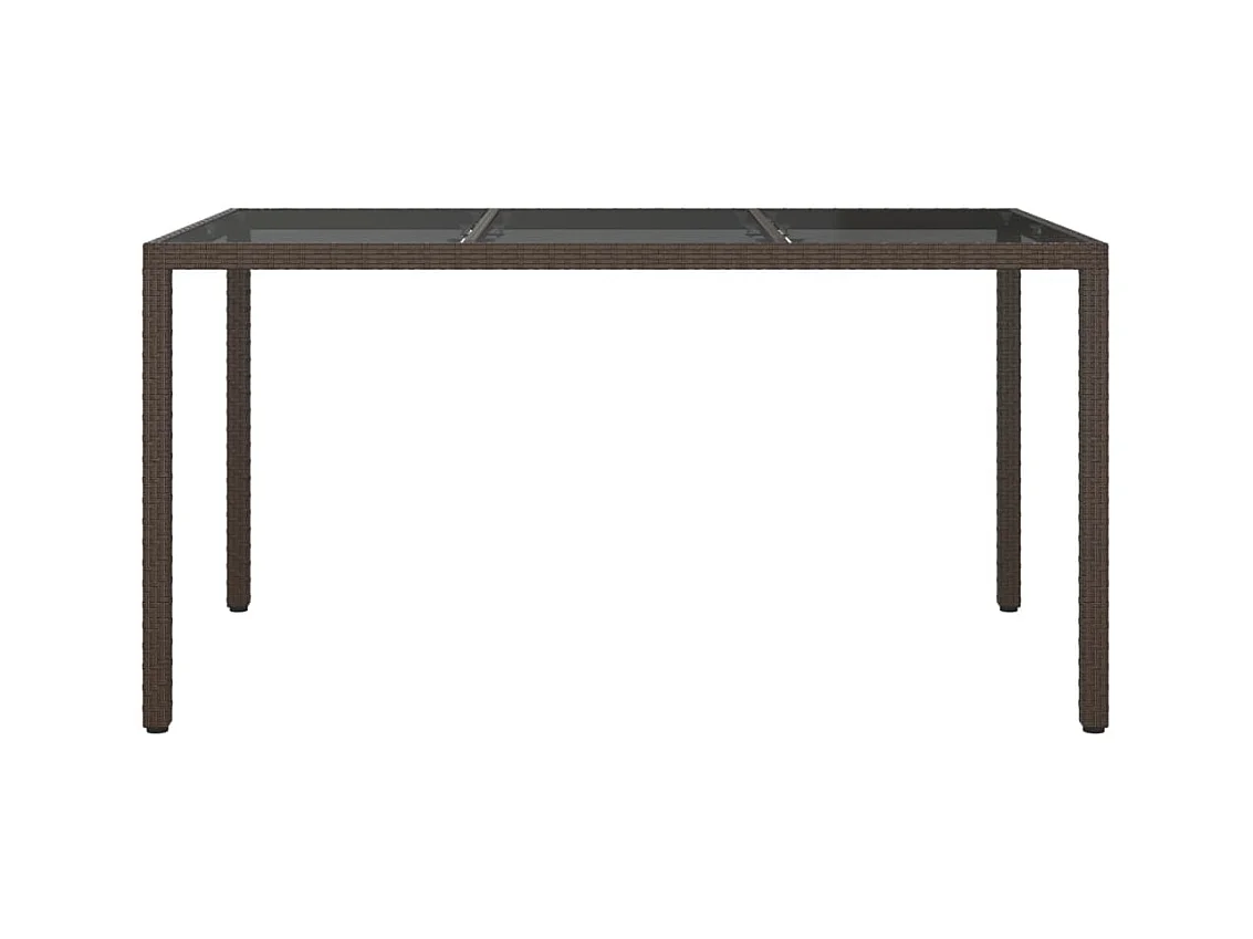 Gartentisch 150x90x75 cm Hartglas/geflochtenes Harz Braun