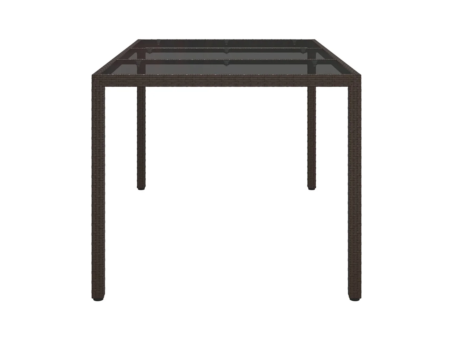 Gartentisch 150x90x75 cm Hartglas/geflochtenes Harz Braun