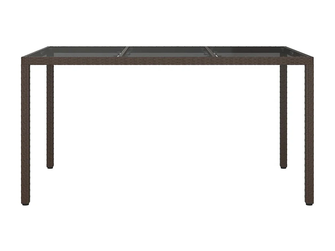 Mesa de jardín 150x90x75 cm Cristal templado/resina trenzada Marrón