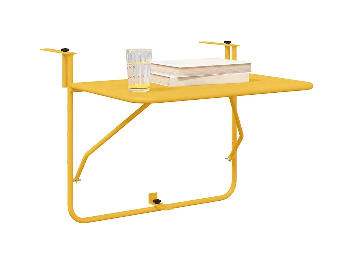 Tavolo da balcone sospeso senape 60 x 39 x 65 cm acciaio