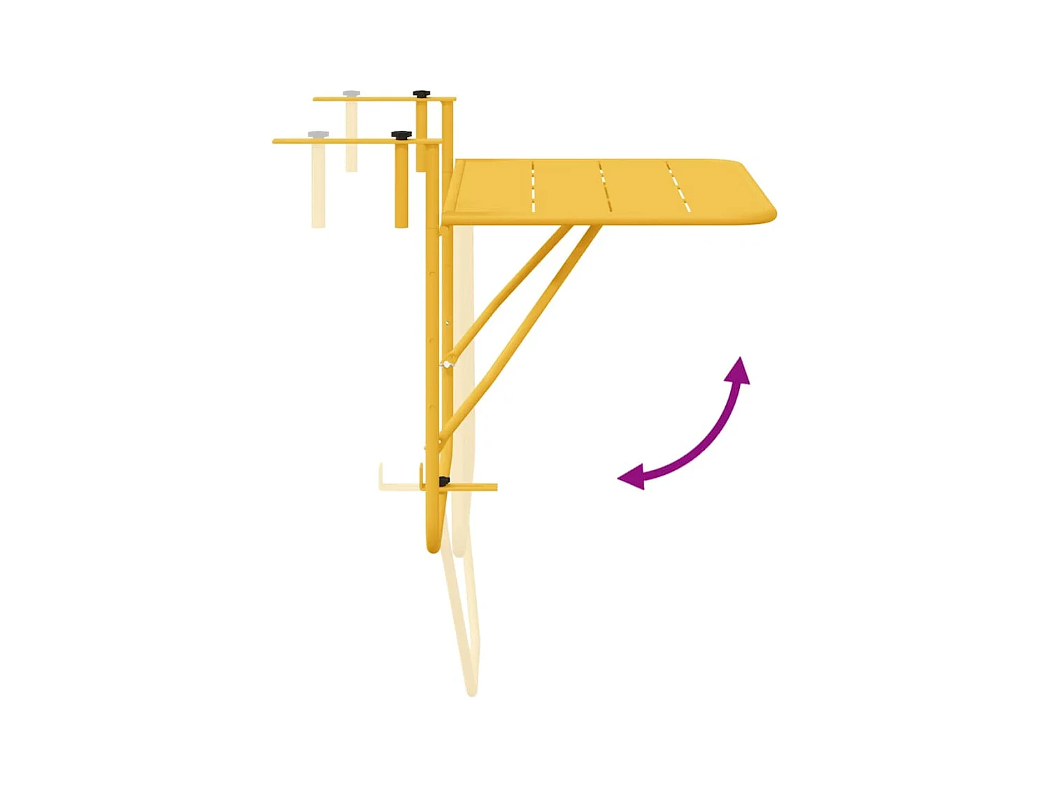 Tavolo da balcone sospeso senape 60 x 39 x 65 cm acciaio