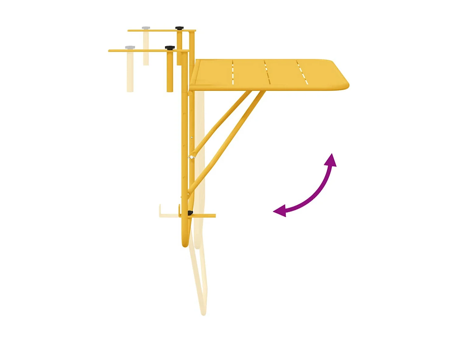 Tavolo da balcone sospeso senape 60 x 39 x 65 cm acciaio