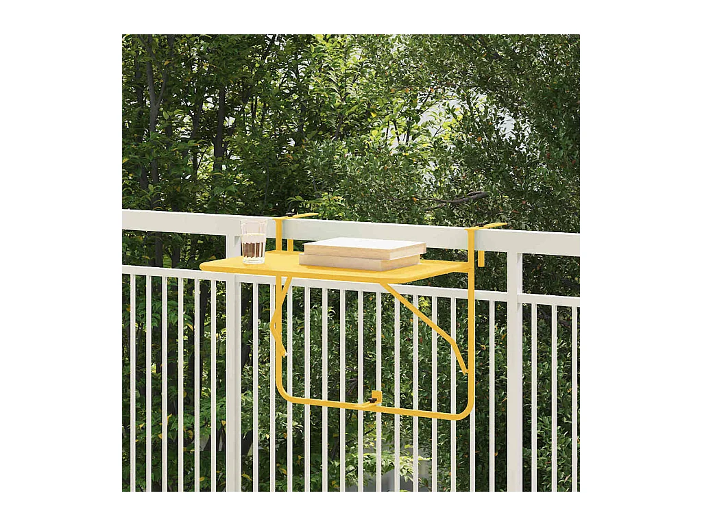 Table Suspendue de Balcon Moutarde 60 x 39 x 65 cm Acier