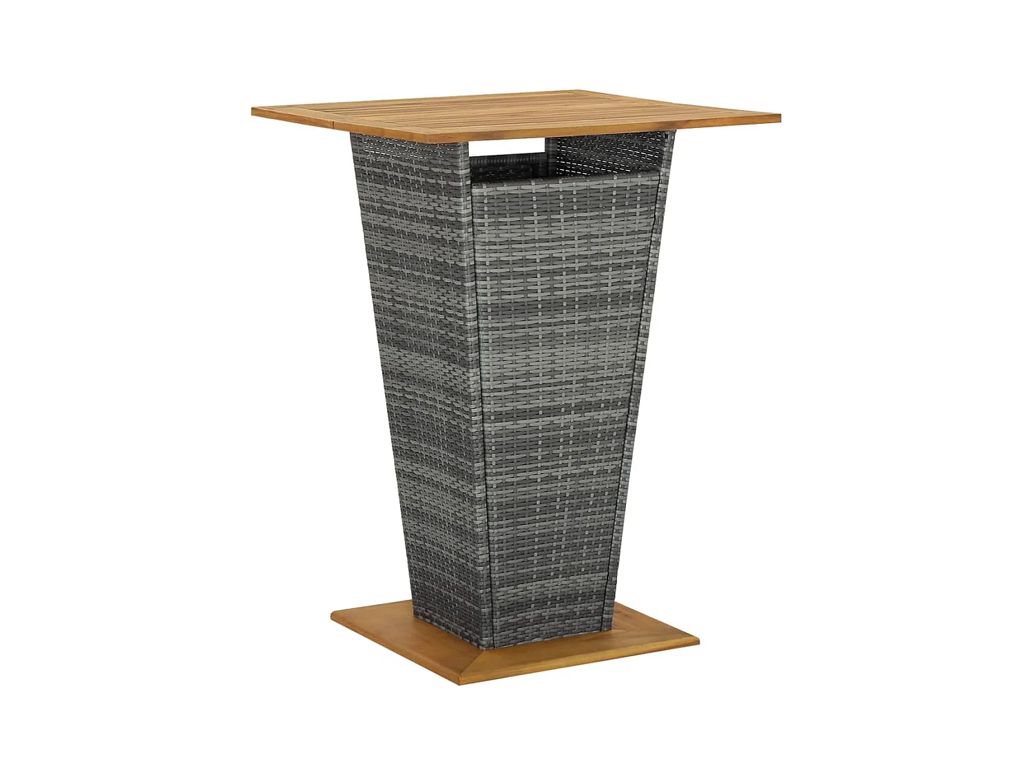 Grijze bartafel 80x80x110 cm Geweven hars en acaciahout