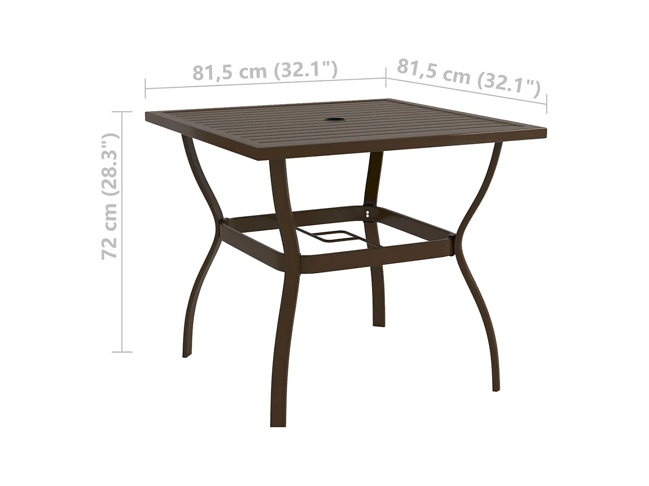 Bruine tuintafel 81,5x81,5x72 cm Staal