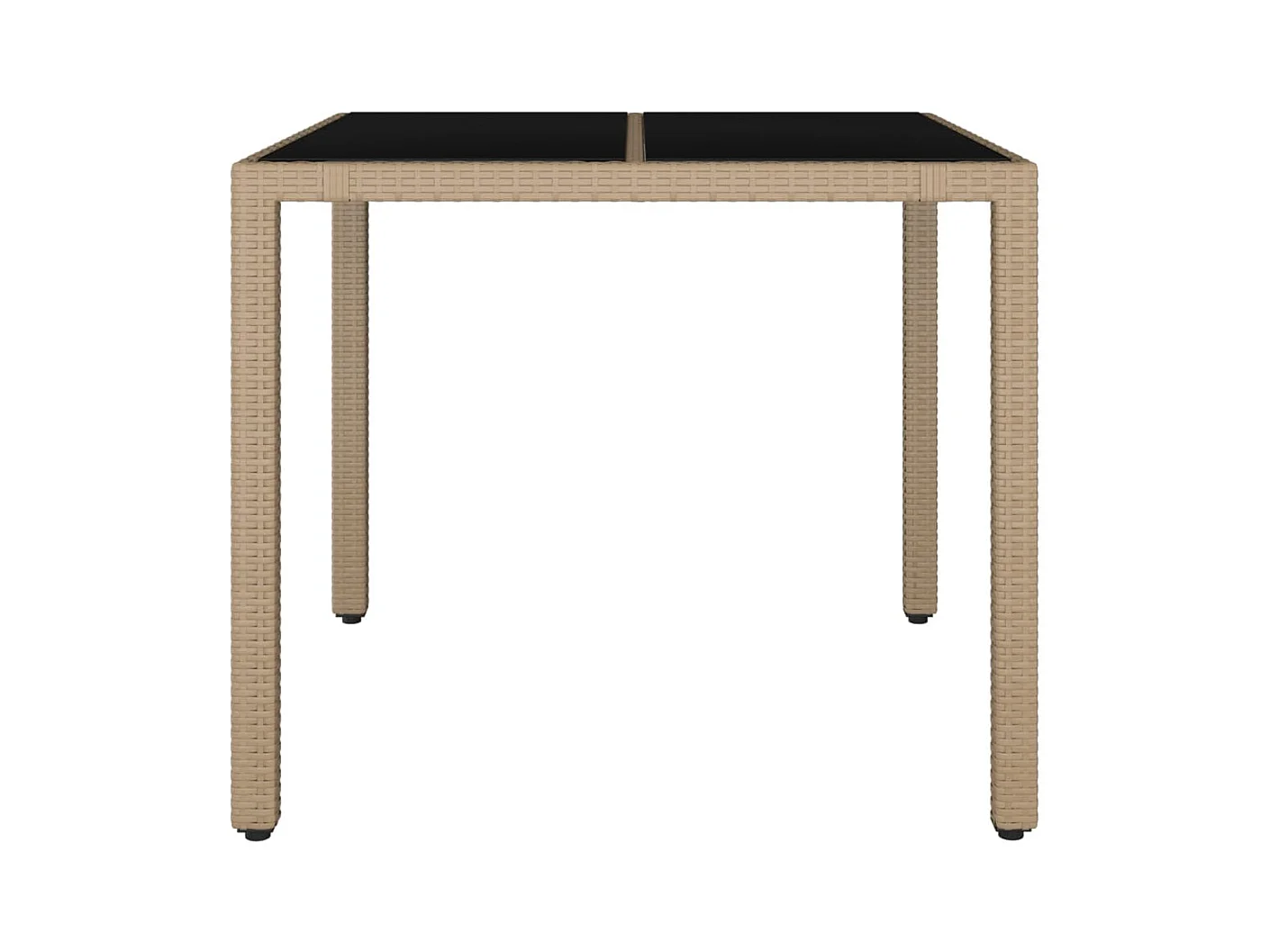 Tuintafel met glazen blad, geweven hars en gehard glas