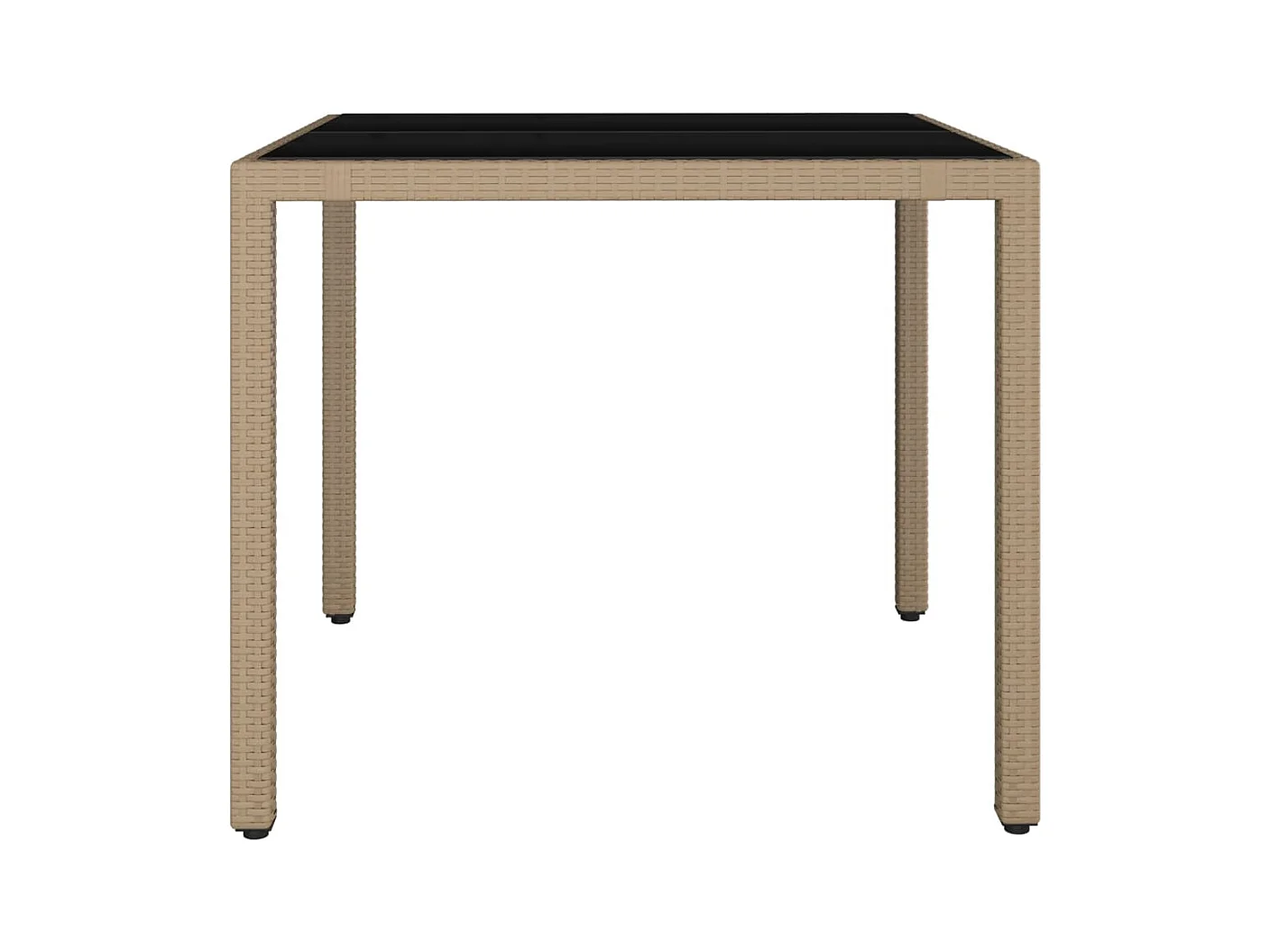 Tuintafel met glazen blad, geweven hars en gehard glas