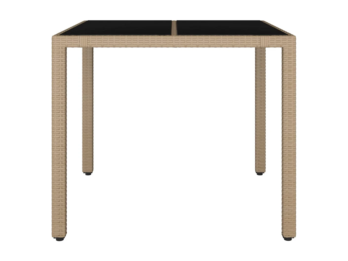 Tavolo da giardino con piano in vetro, resina intrecciata e vetro temperato