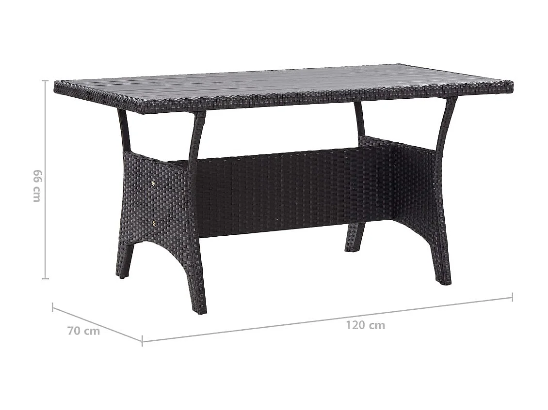 Tavolo da giardino nero 120x70x66 cm Resina vimini