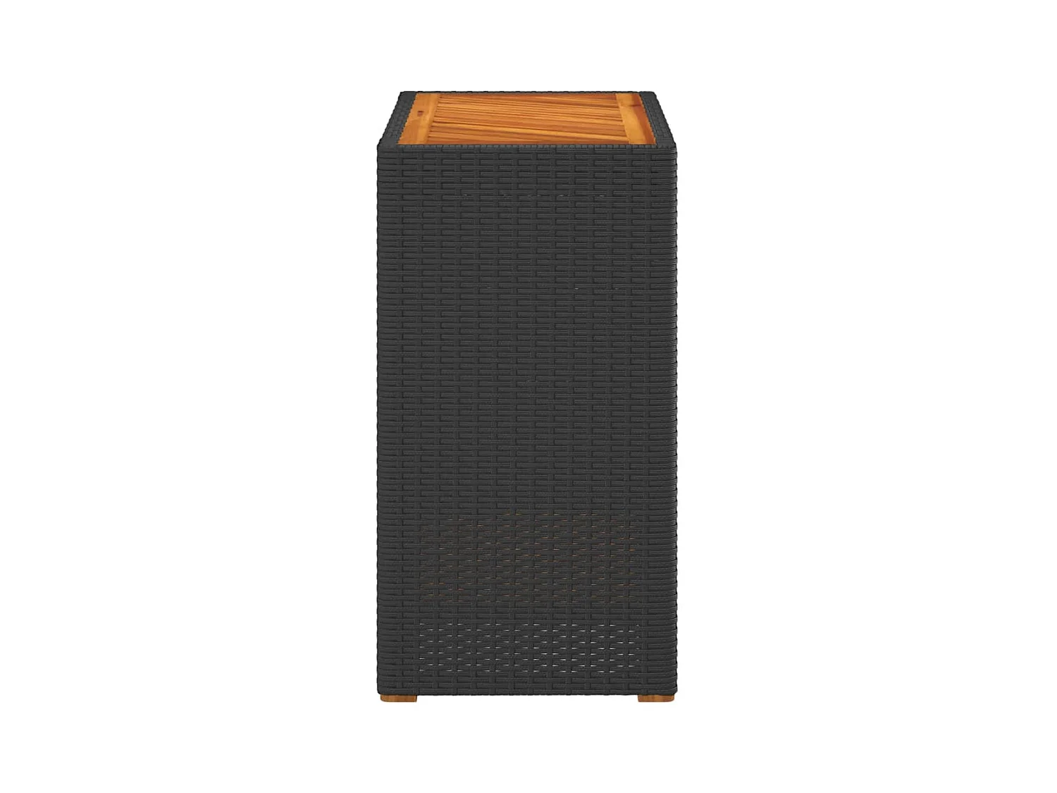 Mesa auxiliar de jardín con tablero de madera negra 60x40x75 cm