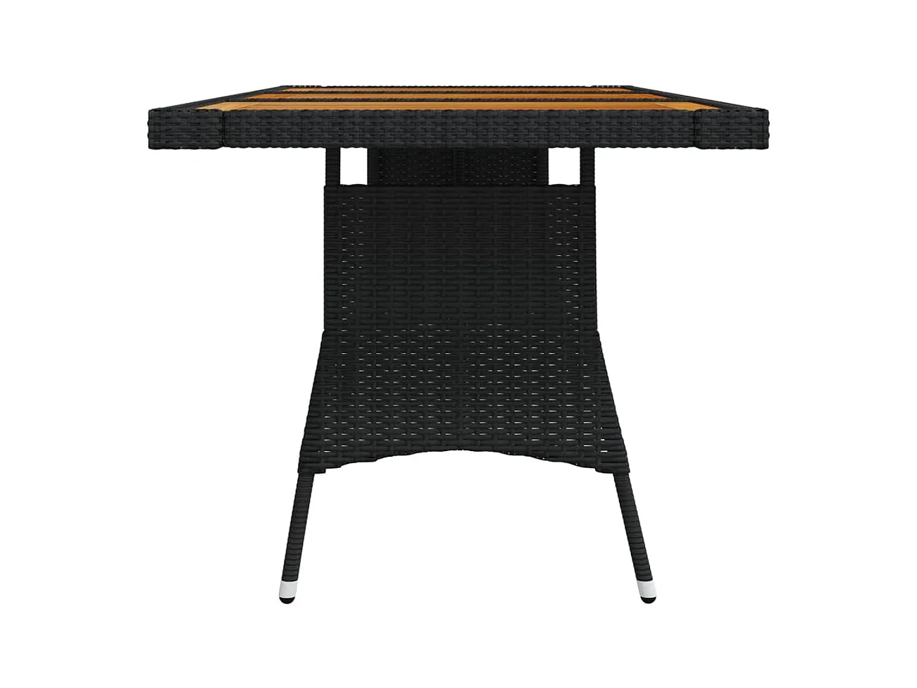 Mesa de jardín negra 160x70x72 cm Mimbre y resina de acacia